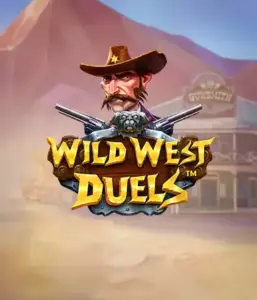  Step into the rugged world of "Wild West Duels" by Pragmatic Play, featuring a tough gunslinger ready for a showdown. The image shows a resolute cowboy with crossed pistols, framed by a desert backdrop. His intense eyes and detailed attire embody the spirit of the Old West. The game's title is boldly presented in an ornate font, complementing the exciting theme. 